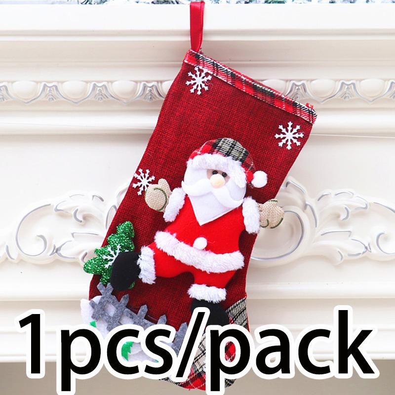 

(1pcs)32*18.5cm Christmas Stocking Gift Bag Xmas Snowman Decoration Fabric Oversized Socks Christmas Tree Decoration DIY Cute 32x18.5cm красный