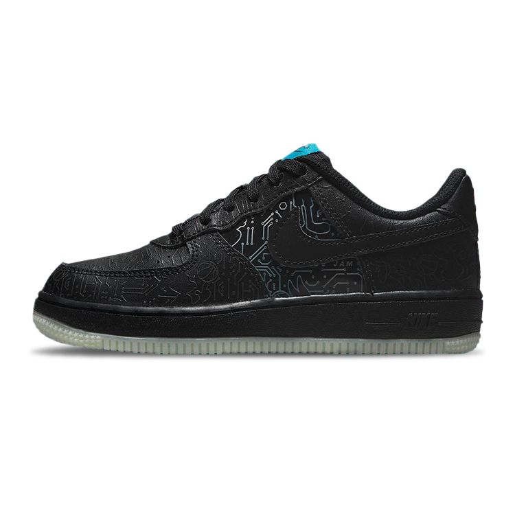 

Space Jam x Nike Air Force 1 06 GS Комп ютерний Чіп Дитячі Кросівки Чорні Світло-Сині-Ф юрі DN1434-001 40
