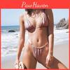 Sleeveless Women Halter Solid Triangle Swimsuit Back Strap Two Piece Bikini Sets