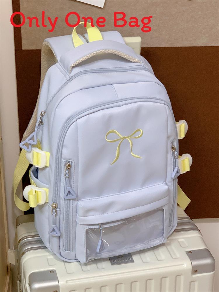 Mädchenrucksack mit gestickter Schleife und Nylon für die Schule