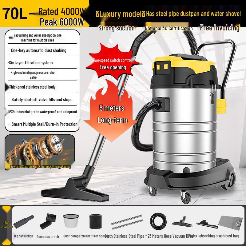High-Power Industrial Vacuum Cleaner for Home, Car, Commercial Carpet, and Grout Cleaning