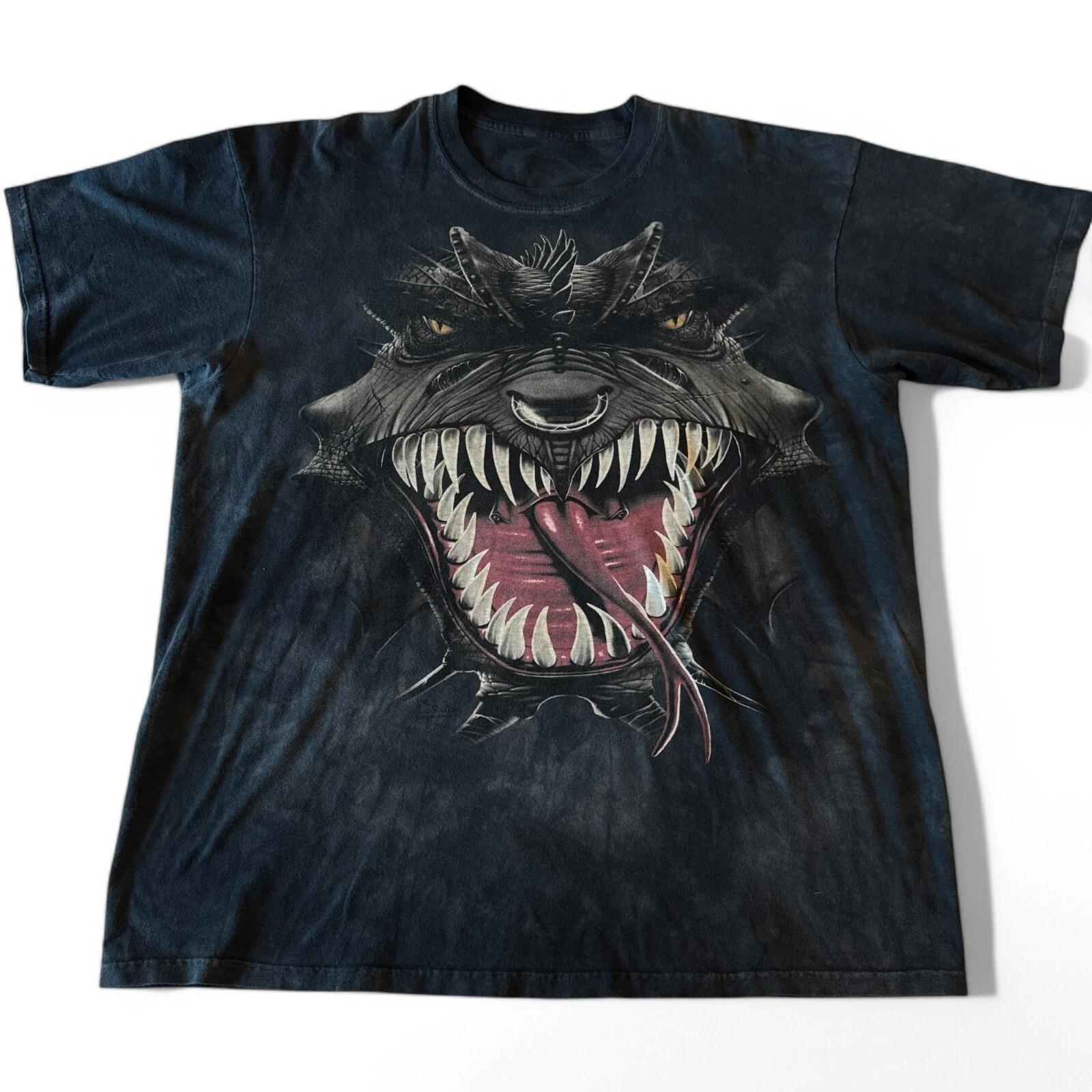 

Vintage the Mountain Big Face Dragon Tee Shirt Adult Size 2XL XXL Faded Y2K M