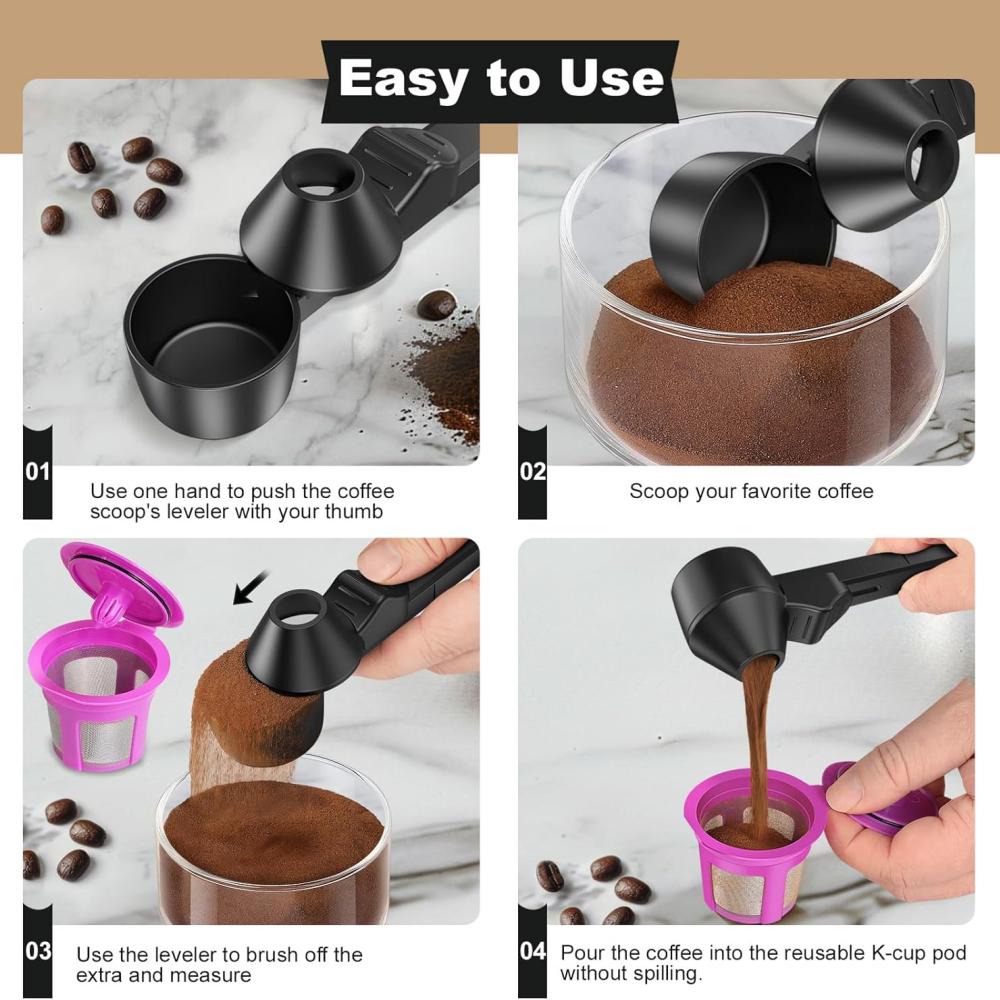 Kaffeelöffel und Trichter, für wiederverwendbare und nachfüllbare Kaffeekapseln, Kaffeemesslöffel, für Kaffeepulver, Proteinpulver,