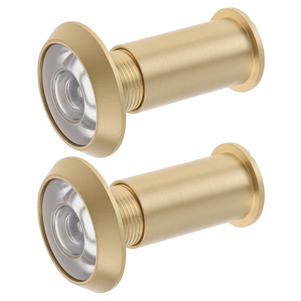 Solid Brass 2pcs 16mm Door Peephole Viewer 200 Degree Wide Angle HD Optical Glass Lens Heavy Duty Universal for 40 to 60mm Thickness Home Office Hotel