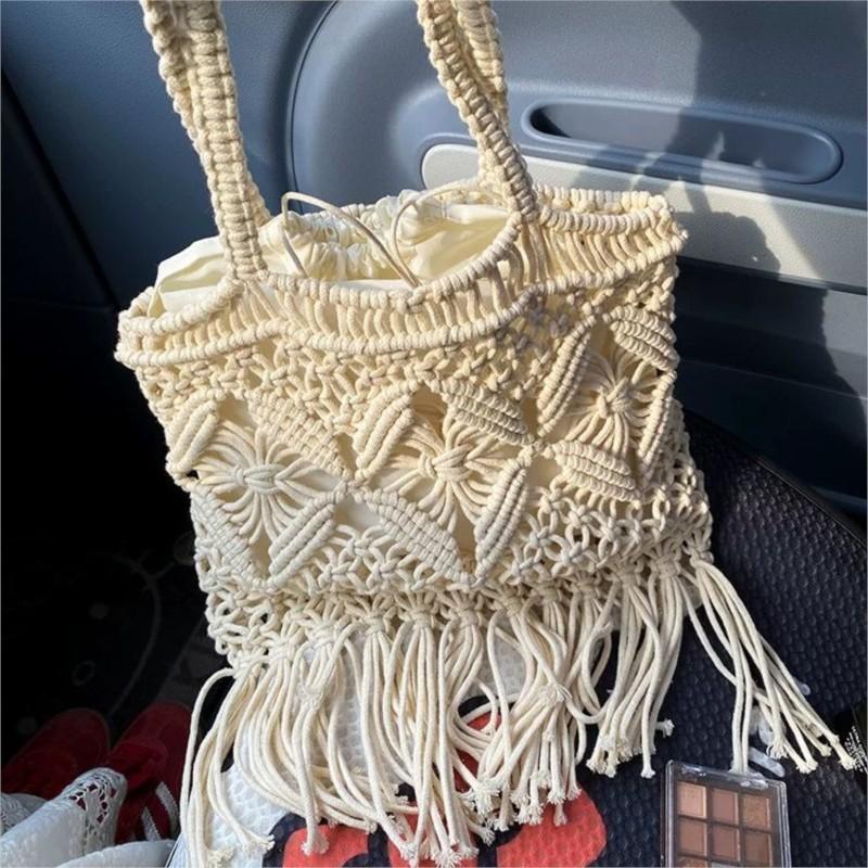 Seaside Beach Hollow Weaving Capacity Handbags Bohemian Style Tassel Verstaile Fashion Tote Bags Ladies Shoulder Bag For Woman