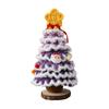 Handmade Crochet Christmas Tree Decoration Tabletop Knitted Small Artificial Flocking Christmas Tree for Home Office Holiday Decor