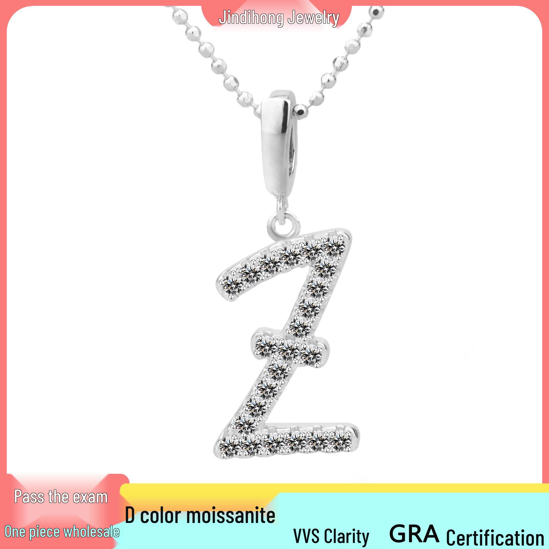 S925 Sterling Silver Moissanite  Z  Necklace: Luxury Gift for Women белого золота