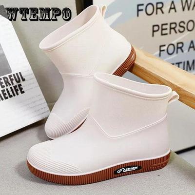 Women Rain Boots Shoes Low Top Non-Slip Daily All-Match Waterproof Casual Boots Outdoor Working Solid Color Water Shoes