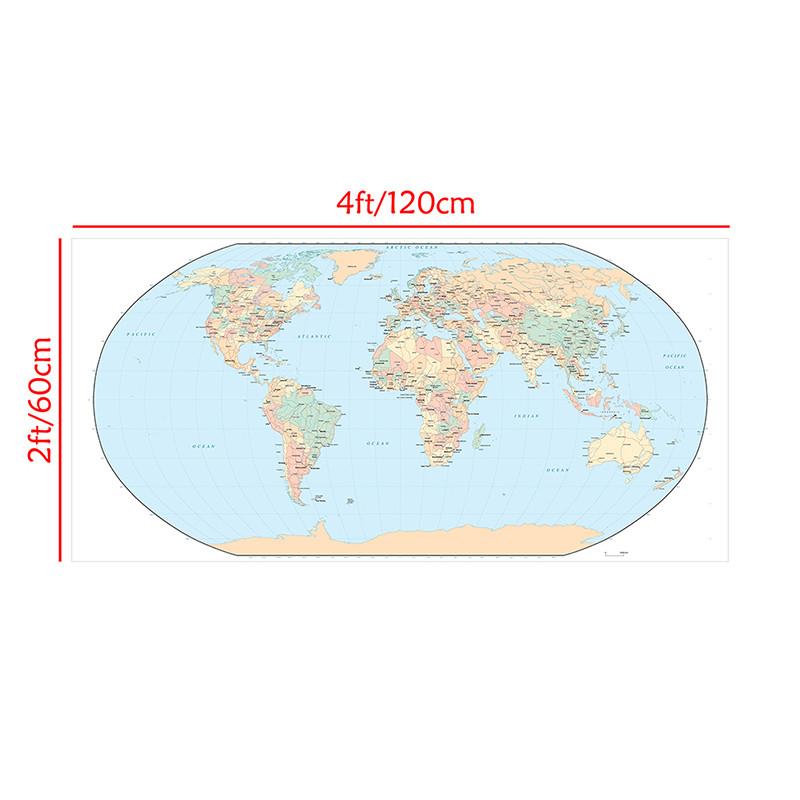 Standard Map World Map with National Flag Classic Edition Map of The World Posters and Prints for School Supplies