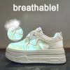 New Summer White Shoes for Female Students' Thick Sole Height-enhancing Breathable Casual Shoes
