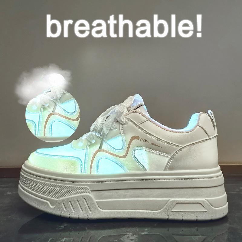 New Summer White Shoes for Female Students' Thick Sole Height-enhancing Breathable Casual Shoes