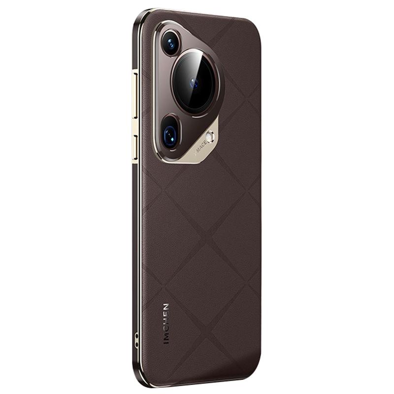 IM-CHEN For Huawei Pura 70 Ultra Case Anti-Scratch Genuine Cow Leather+PC Phone Cover