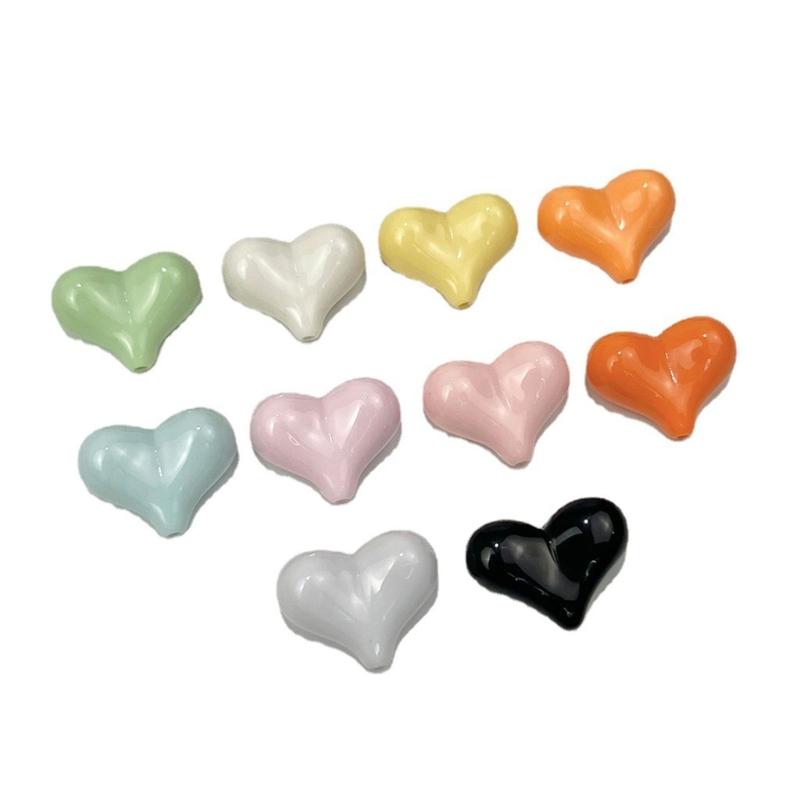 Heart Loose Beads Acrylic Heart Bead Spacer Beads for DIY Phone Wrist Strap Bracelets Earrings Jewelry Making Supplies