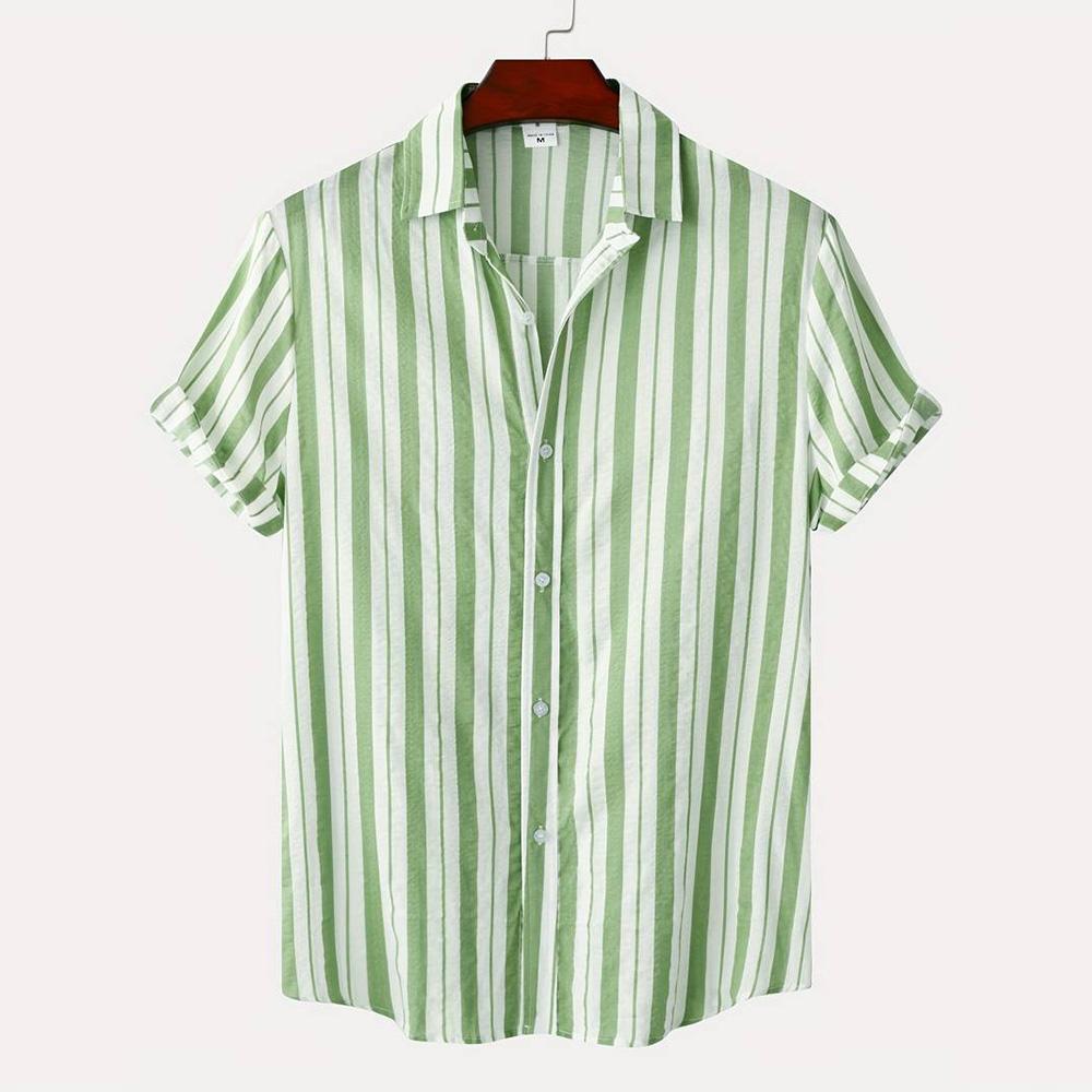 2026 Hawaii Camicia a Maniche Corte a Righe da Uomo Top Casual da Ufficio da Uomo T-shirt Oversize Camicia Bottoni Estiva da Uomo 5XL