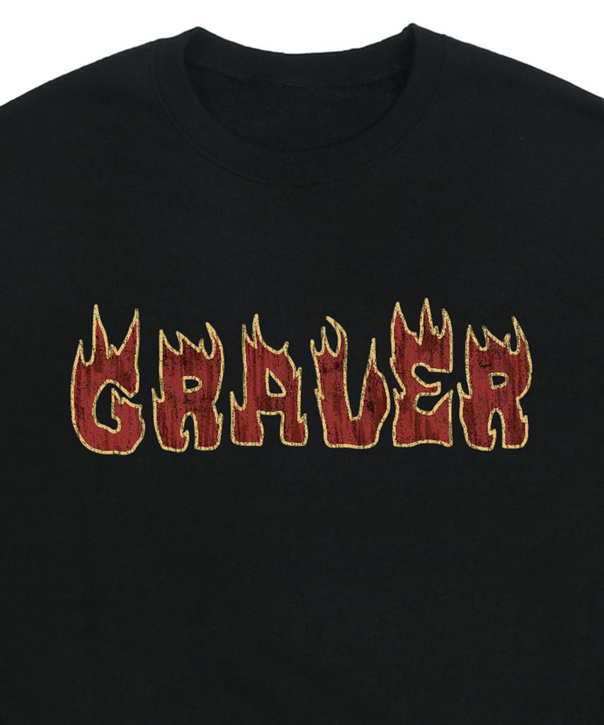 GRAVER [Unisex] Flame Logo Sweatshirt_Black