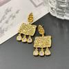 Geometric Creative Gold Zircon Earrings Women'S High-End Texture Gold-Plated Stud Earrings