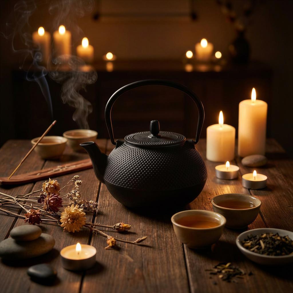 CAST IRON KETTLE 1.8L LARGE BLACK FOR TEA + STEEL INFuser