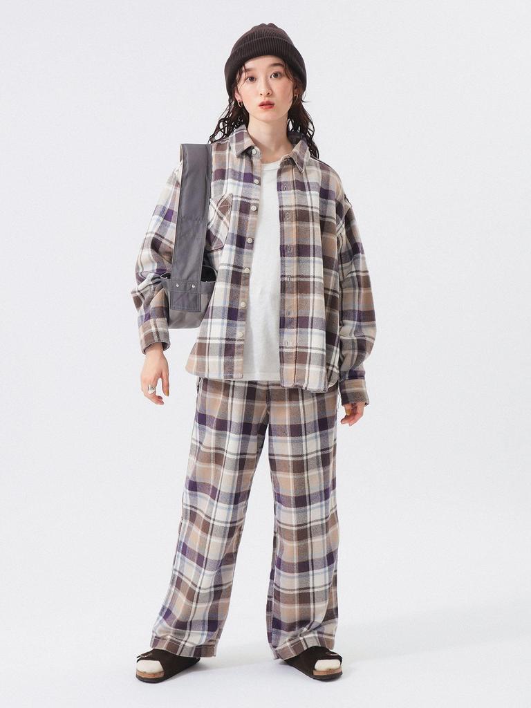 Beams Boy Women's Work Check Shirt, IVORY 2, L/S