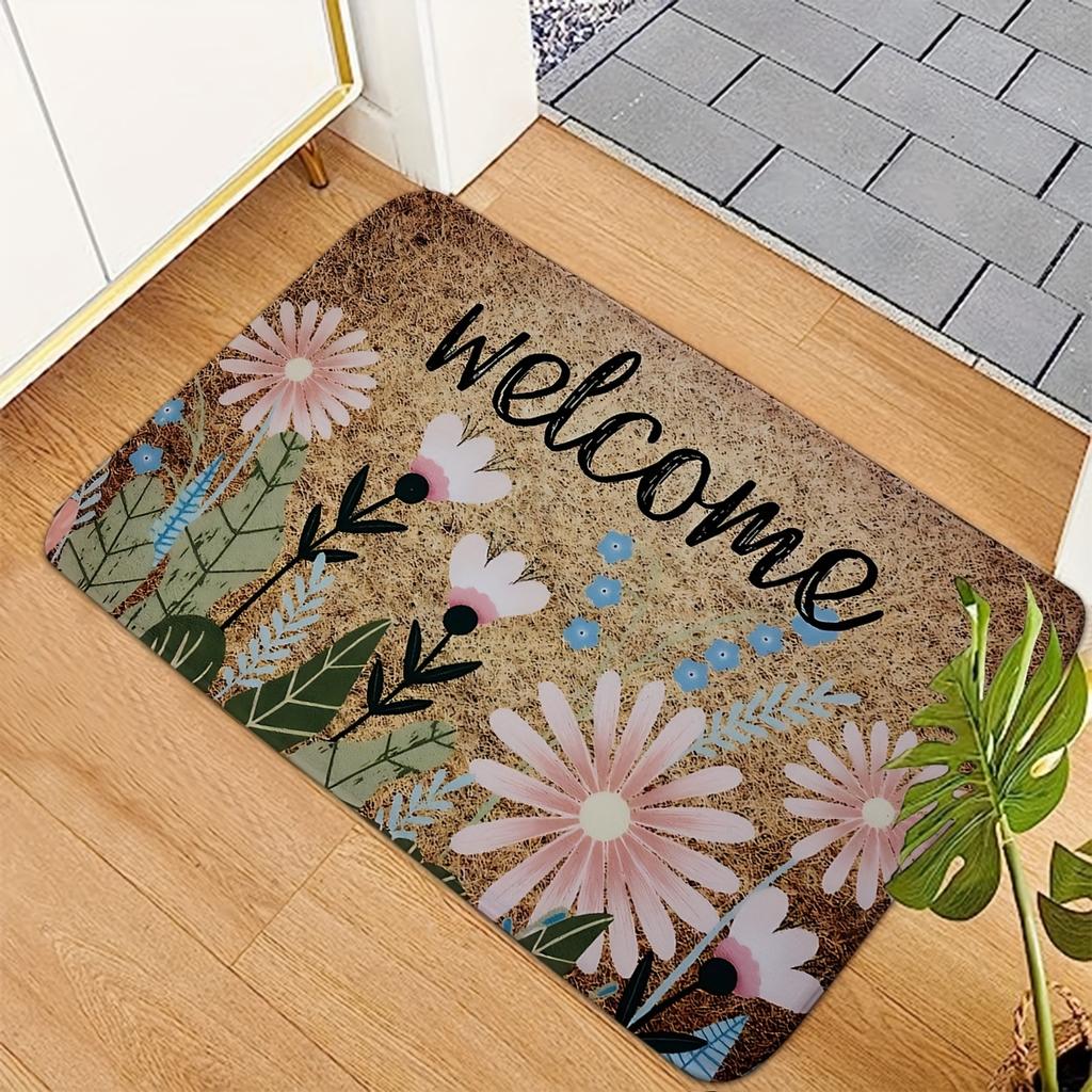 VIKAMA Cute Wall-Side Flower Carpet Cozy Doormat Welcome Mat Soft Rug For Bedroom Carpet For Live Room Home Decor