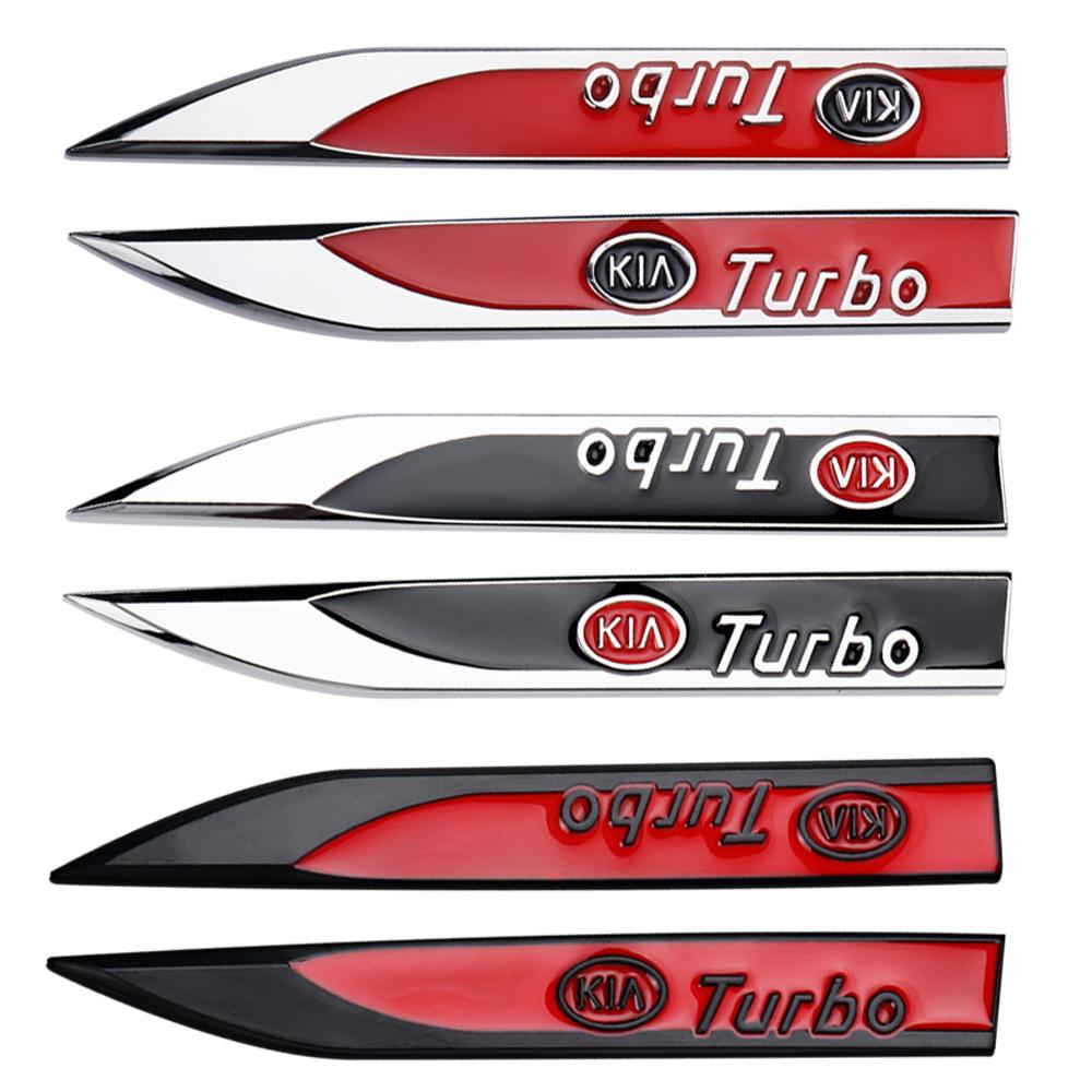 2Set Car Emblem Side Blade Stickers Decorative Fender Badge For KIA Sportage Ceed Sorento Cerato Optima Picanto Rio Soul K3 K5