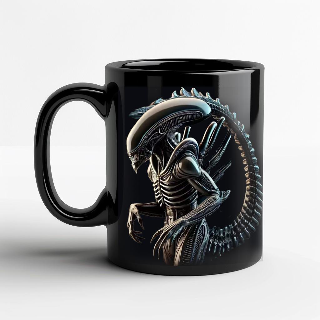 Alien Pattern 325ml Ceramic Mug - Microwave Safe - Unique Sci-Fi Design - Gift for Sci-Fi Fans 301-400ml