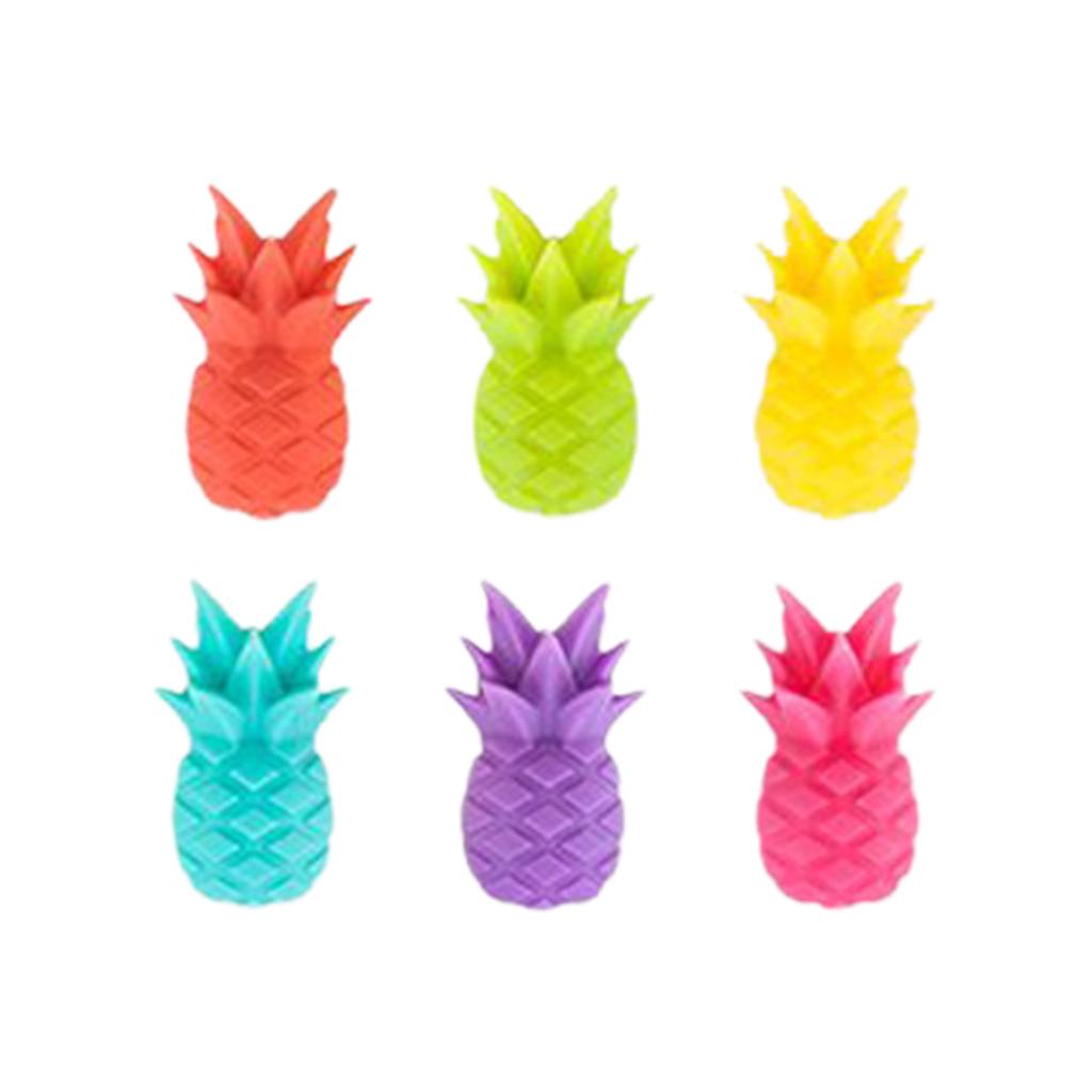 

Wine Glass Markers Set of 6 Cute Pineapple Silicone Drink Glass Charms Tags Identification Cup Labels Signs for Party Bar Accessories