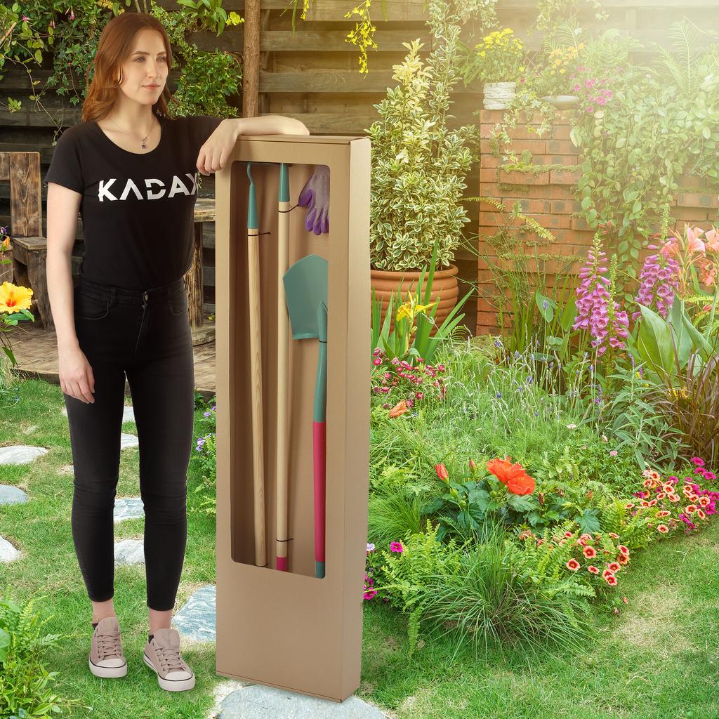 KADAX Zestaw Narzędzi Ogrodowych Szpadel Grabie Motyczka + Rękawice Damskie