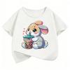 Cute Rabbit Graphic Kids Tshirts Summer Short Sleeve Tees Cartoon Animal Boys Girls Clothes Kawaii Tops Y2K Children T-shirt