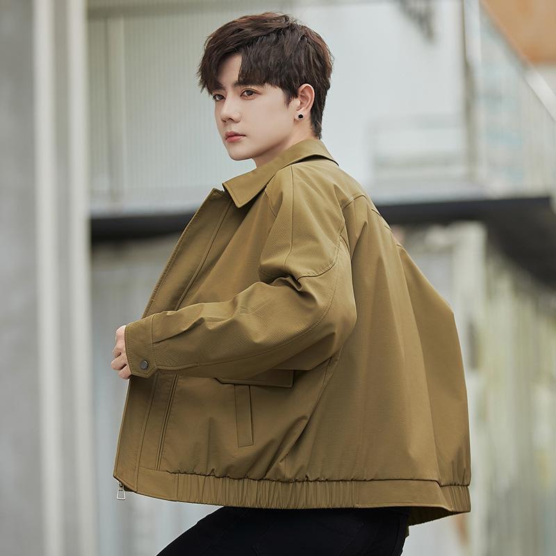 Casual Jacket Jacket Men's Spring and Autumn High-end Sense Loose Short Lapel Men's Top
