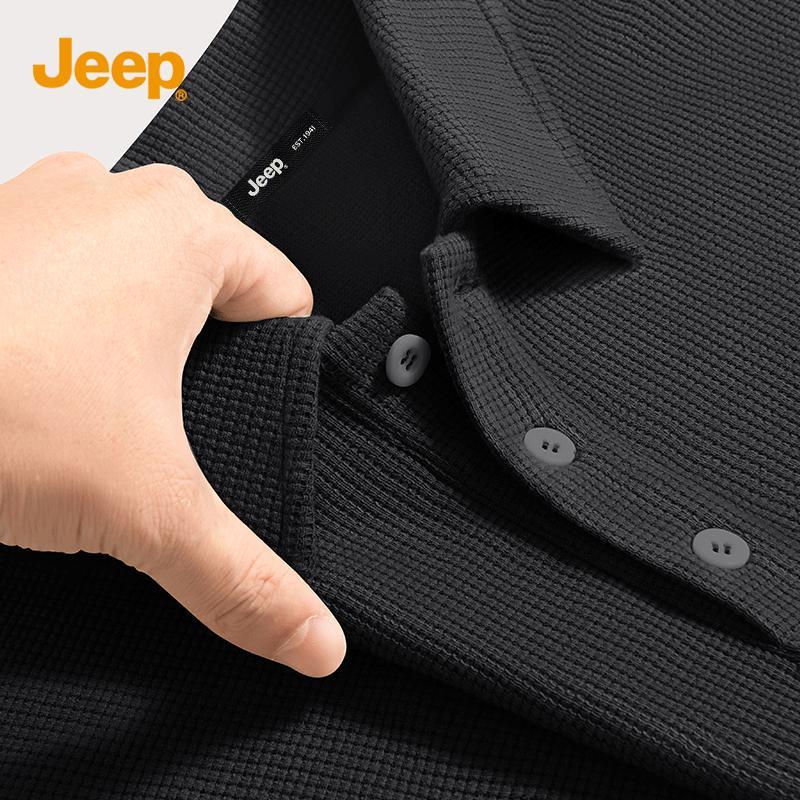 JEEP Men s Loose Breathable Waffle Polo T-Shirt 4XL