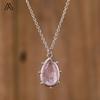 Boho Stil Silberkettchen Tropfenförmiger Kristall Edelstein Anhänger für Hochzeiten Partys Damenschmuck Chakra Design