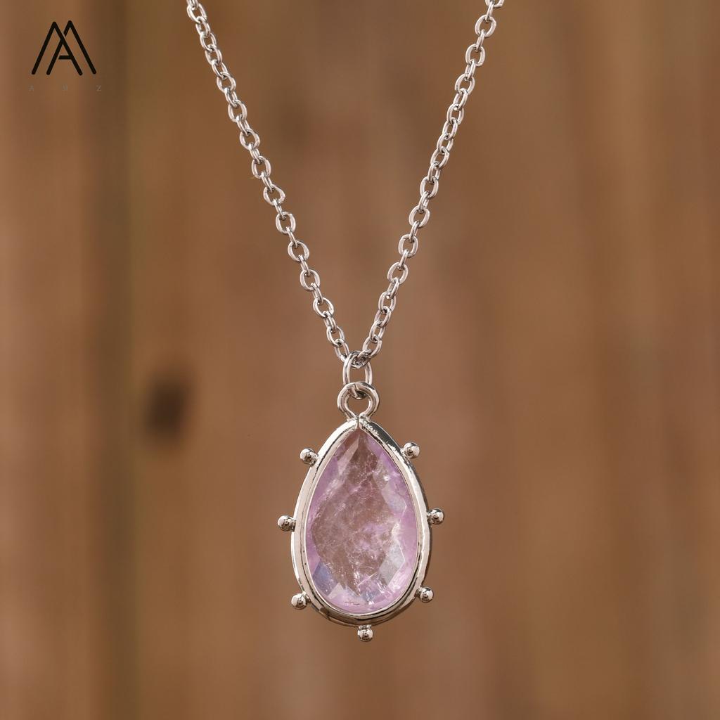 Boho Stil Silberkettchen Tropfenförmiger Kristall Edelstein Anhänger für Hochzeiten Partys Damenschmuck Chakra Design