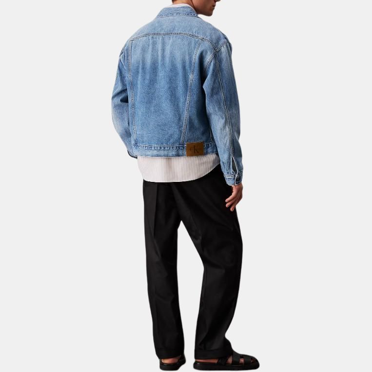 Calvin Klein Solid Color Single Breasted Loose Long Sleeve Denim Jacket Men Jackets LV04RB794G-UBE