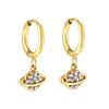 Spiral Planet Earrings Design Mushroom U-Shaped Fishtail with White Diamond Ear Buckle Stainless Steel Earrings