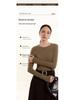 Damen Kaschmir-Mischung Langarm Baselayer Top - Hautfreundlich, Herbst/Winter Rundhals Pendel-Essential