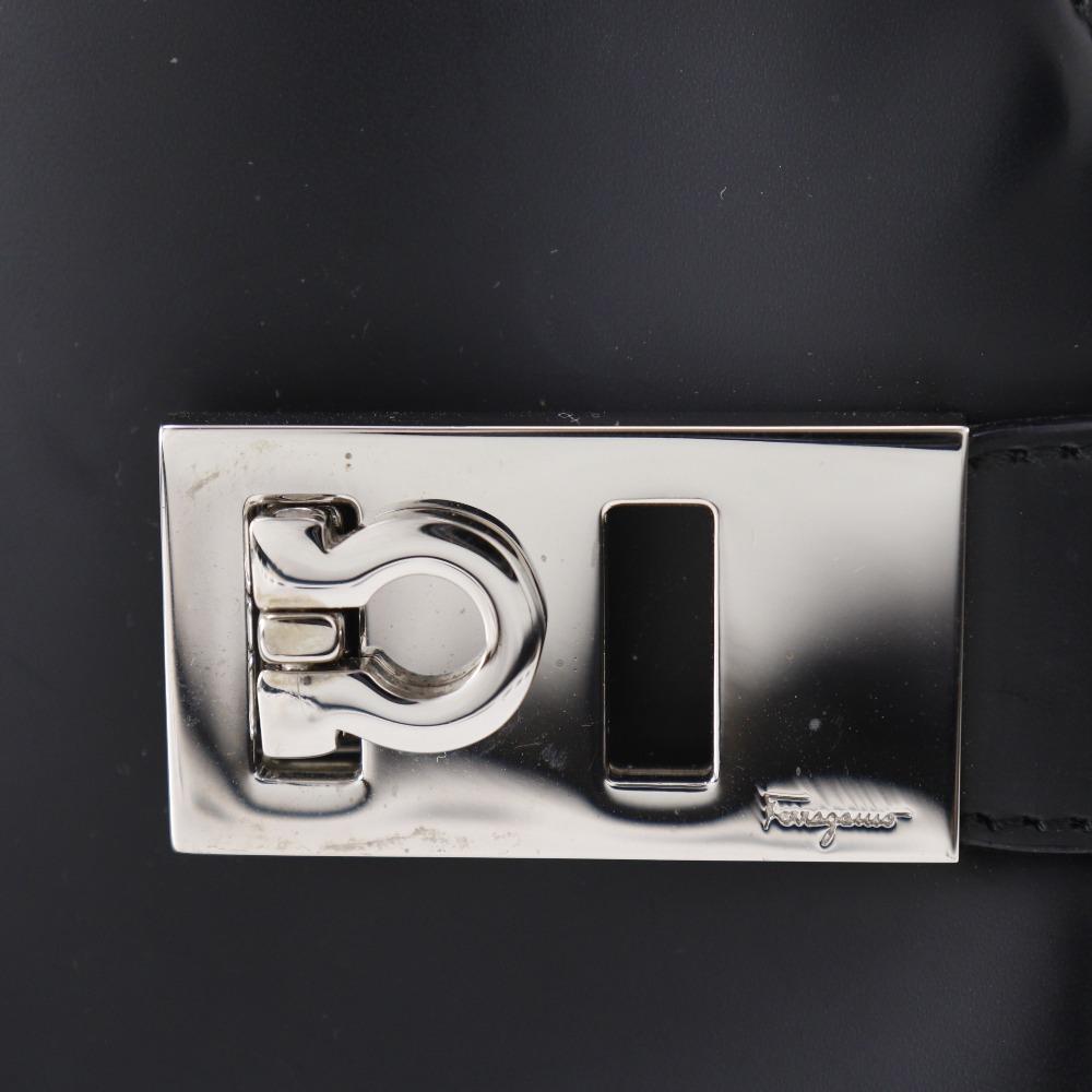 Salvatore Ferragamo Gancini Handbag AQ-21 0167 Black Leather Women Used