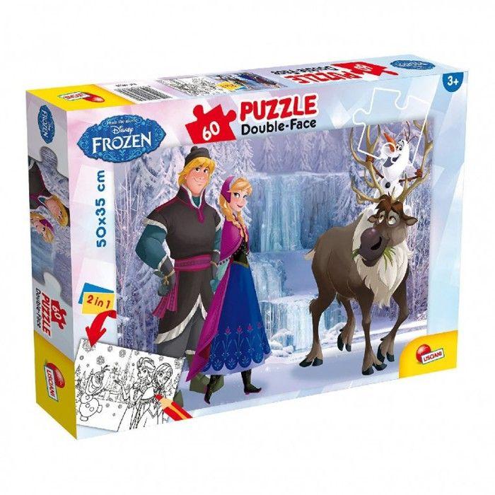 Puzzle Double Face - Lisciani - WDP Frozen - 60 Pièces - 50x35cm - Colorier au dos