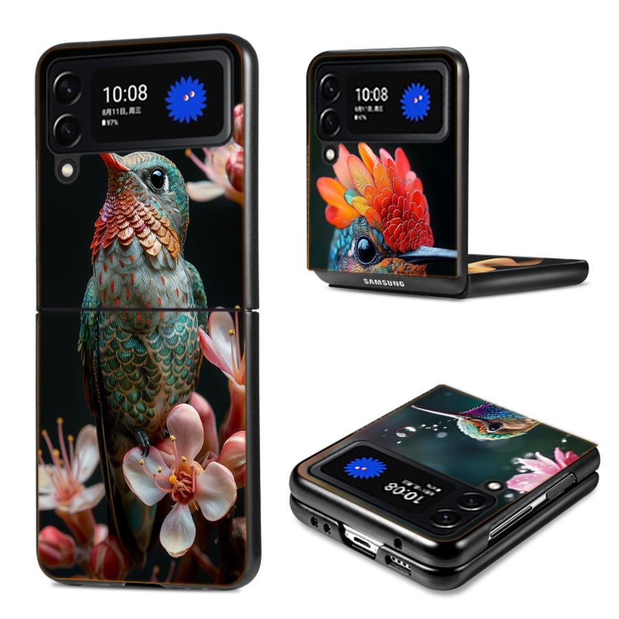 The Spirit of Hummingbirds Phone Case For Samsung Z Flip 7 6 5G Galaxy Z Flip4 Z Flip5 Z Flip3 Coque Black Hard PC Shell Protect