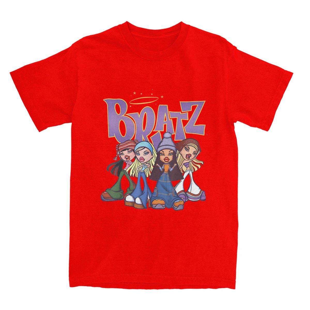 

Винтажная футболка Bratz Оригинальное фото четырех персонажей Новейшие хлопковые футболки Хип-хоп футболка для мужчин Летняя одежда с коротким рукавом S