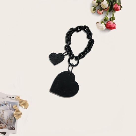 Keychain Pendant Chain Faux Leather Heart Pendant Stainless Portable Shoulder Bag Handbag Decoration Pendant Keyring Holiday Gift