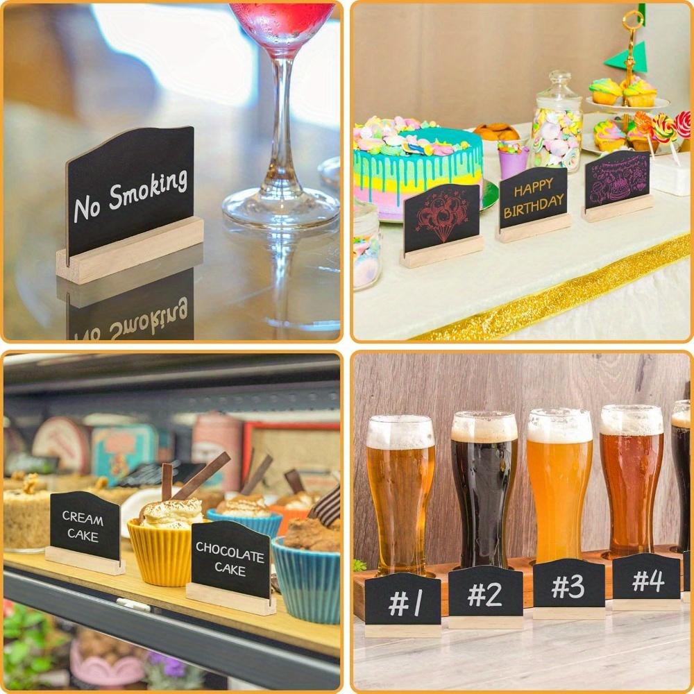 10 Stück Mini Kreidetafeln mit Ständer Wiederverwendbare Hölzerne Tischkreidetafel Schwarze Tafel Ornament Doppelseitige Schwarze Tafel Nachrichtentafel