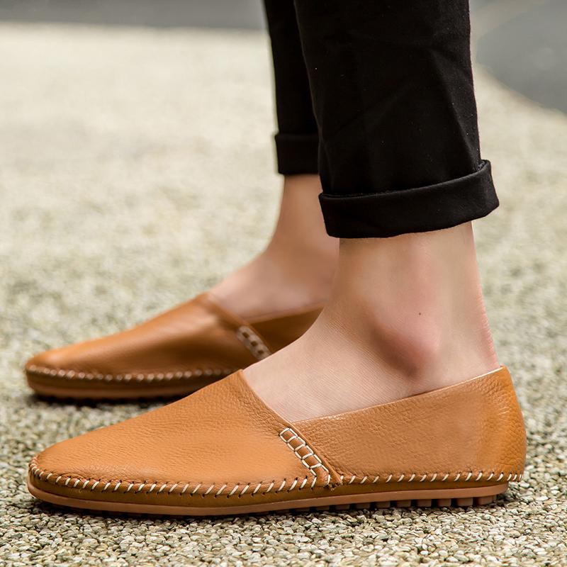 Leather Men Casual Shoes Breathable Mens Loafers Handmade Italian Formal Men Dress Shoes Slip- Driving Shoes Big Size 48 49 50