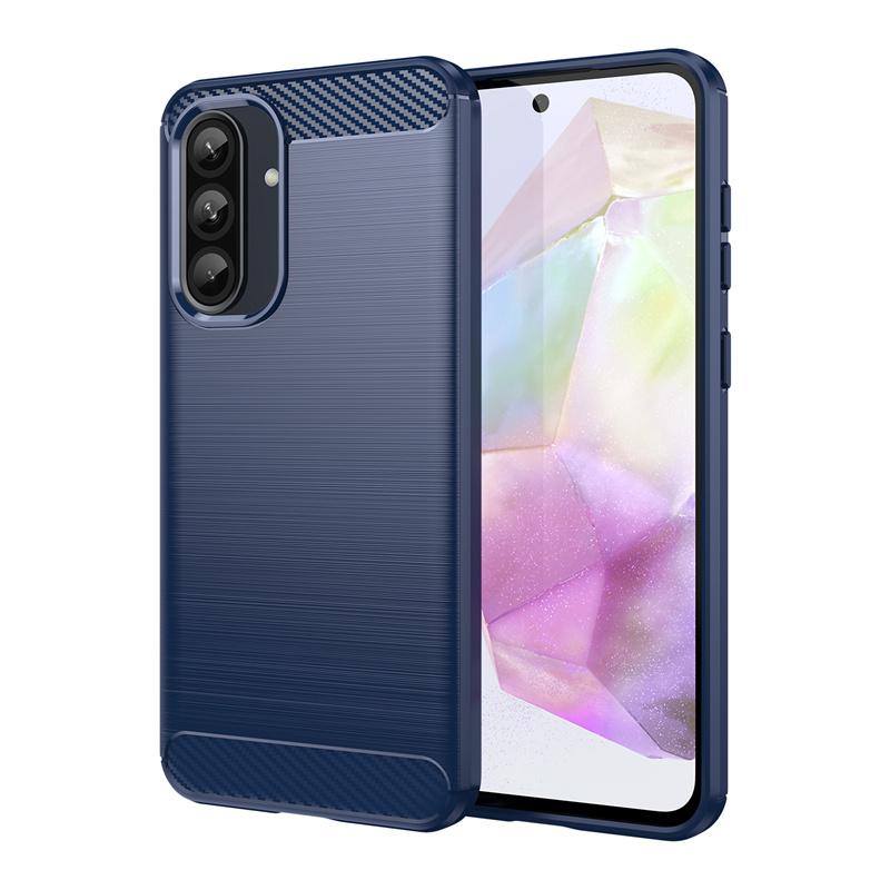 Shockproof Soft Silicone Bumper Brushed Case For Samsung Galaxy A16 A26 A36 A56 5G Coque Carbon Fiber Full Protection Back Cover