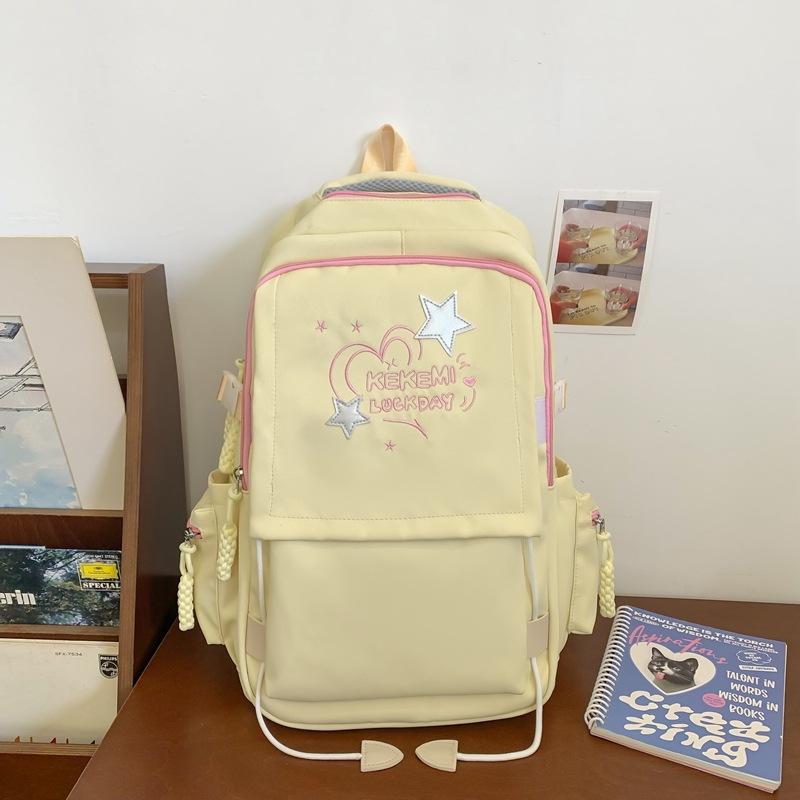 High Value New Junior High School Schoolbag Girls Solid Color Fresh Leisure Travel Backpack Large Capacity Backpack
