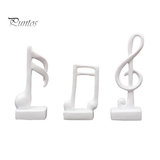 Home Office Music Decor 3Pcs Minimalist Note Resin Sculpture, Treble Clef & Eighth Quarter Desk Stable Base for Piano Room Living Room, Matte