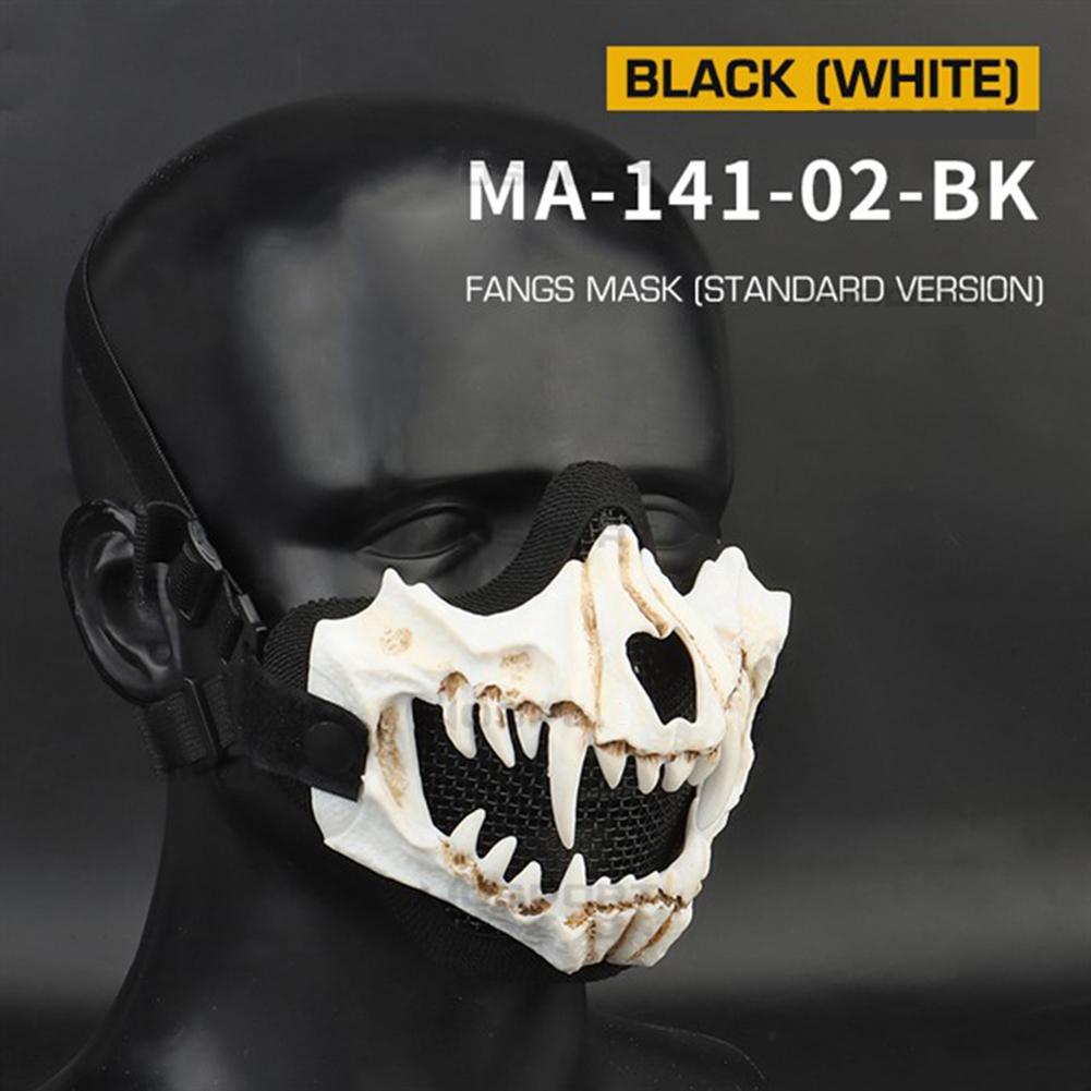 Half Face Mask Multipurpose Fangs Cosplay Airsoft Mask Adjustable Strap Breathable Headwear Halloween Cosplay Props