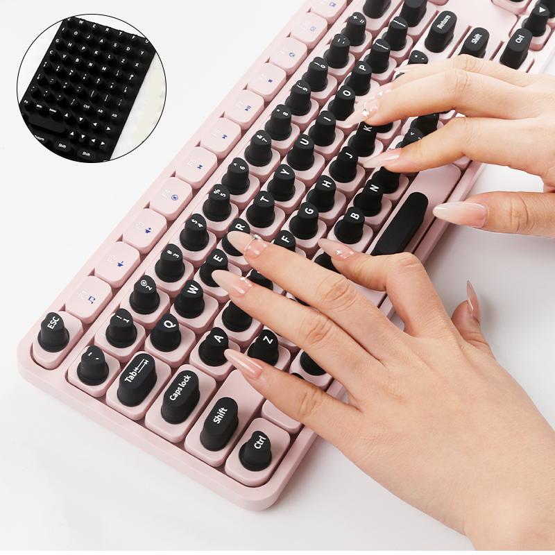 70PCS Raised Keyboard Stickers for Long Nails Universal Nail Art Keyboard Bubbles Soft Silicone Keycaps for Girls Office Gaming