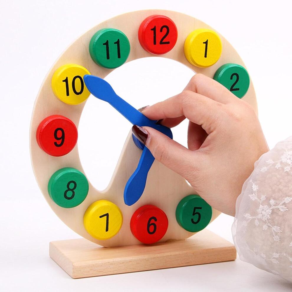Wooden Clock Toy for Kids, Montessori Educational Hour Teaching Supplies, Learning Toy for Ages 3-6, Safe Wooden Material