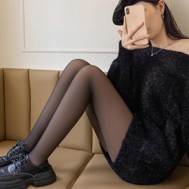 Langsana Fleece-Lined Sheer Black Thermal Tights