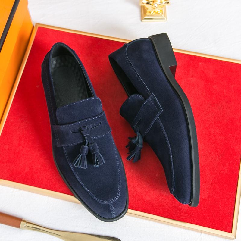Fashion Fashion Casual Leather Shoes Men Flats Slip-On Men Casual Shoes High Quality Men Loafers Tassel Moccasin Suede Driving Shoes